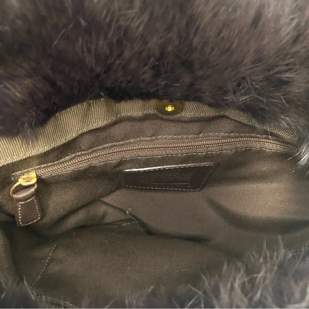 EUC Vintage Coach Brown Rabbit Fur Nylon Quilted Hobo Bag - Limited Edition - Picture 13 of 13